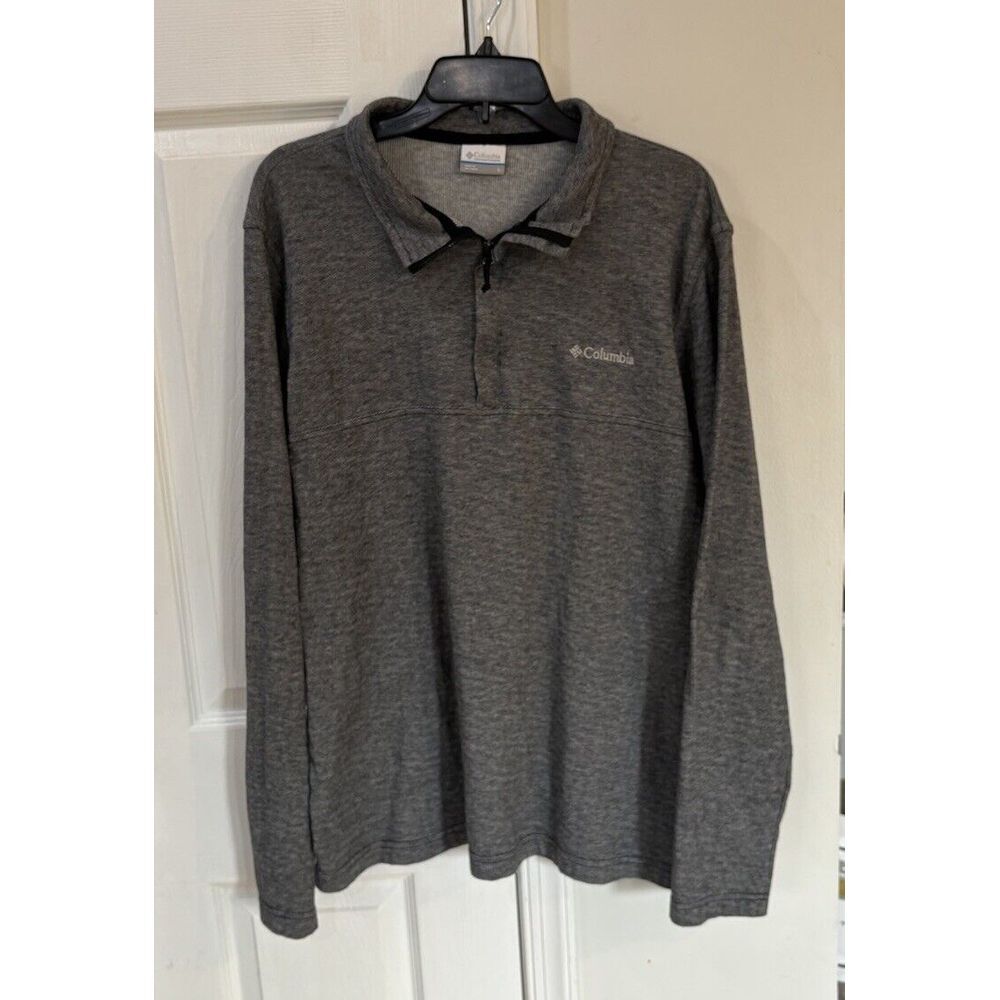 Columbia 1/4‎ Zip Long Sleeve Shirt Men's Sz L Black Gray